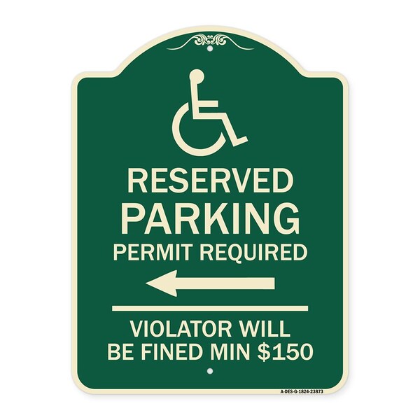 Signmission Modern Isa Connecticut Reserved Parking Permit Required Violators Fin Alum, 24" x 18", G-1824-23873 A-DES-G-1824-23873 - main